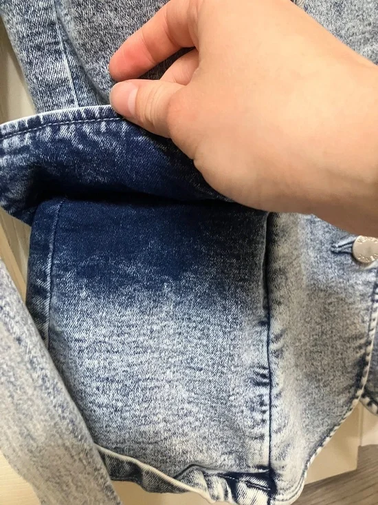 VENUS Women's Blue Button Distressed Denim Jacket/Blazer Size 4 Collared - Picture 3 of 5